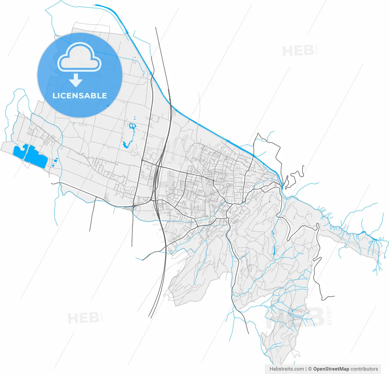 Rankweil, Vorarlberg, Austria, high resolution vector map - Instant download PDF and JPG