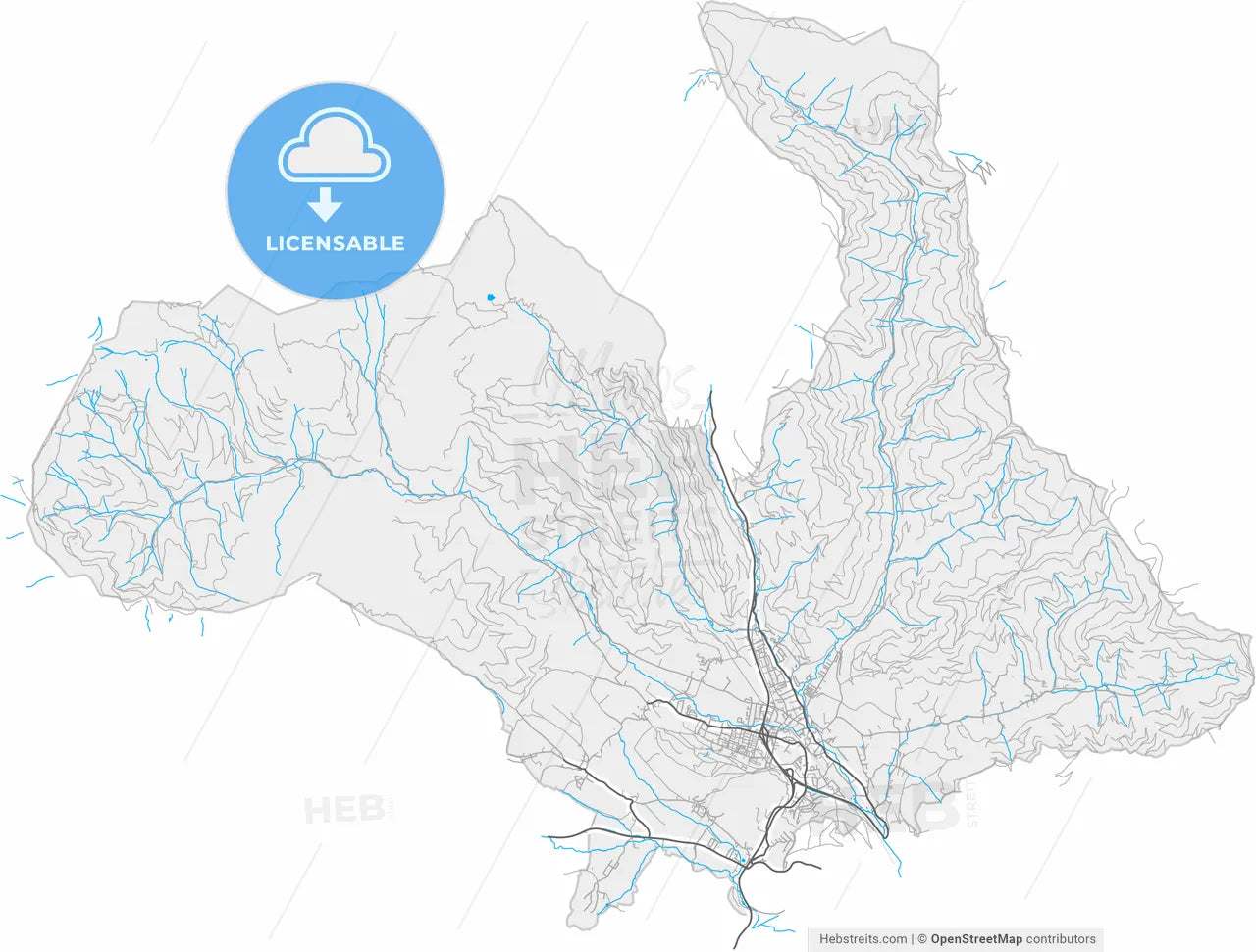 Trofaiach, Styria, Austria, high resolution vector map - Instant download PDF and JPG