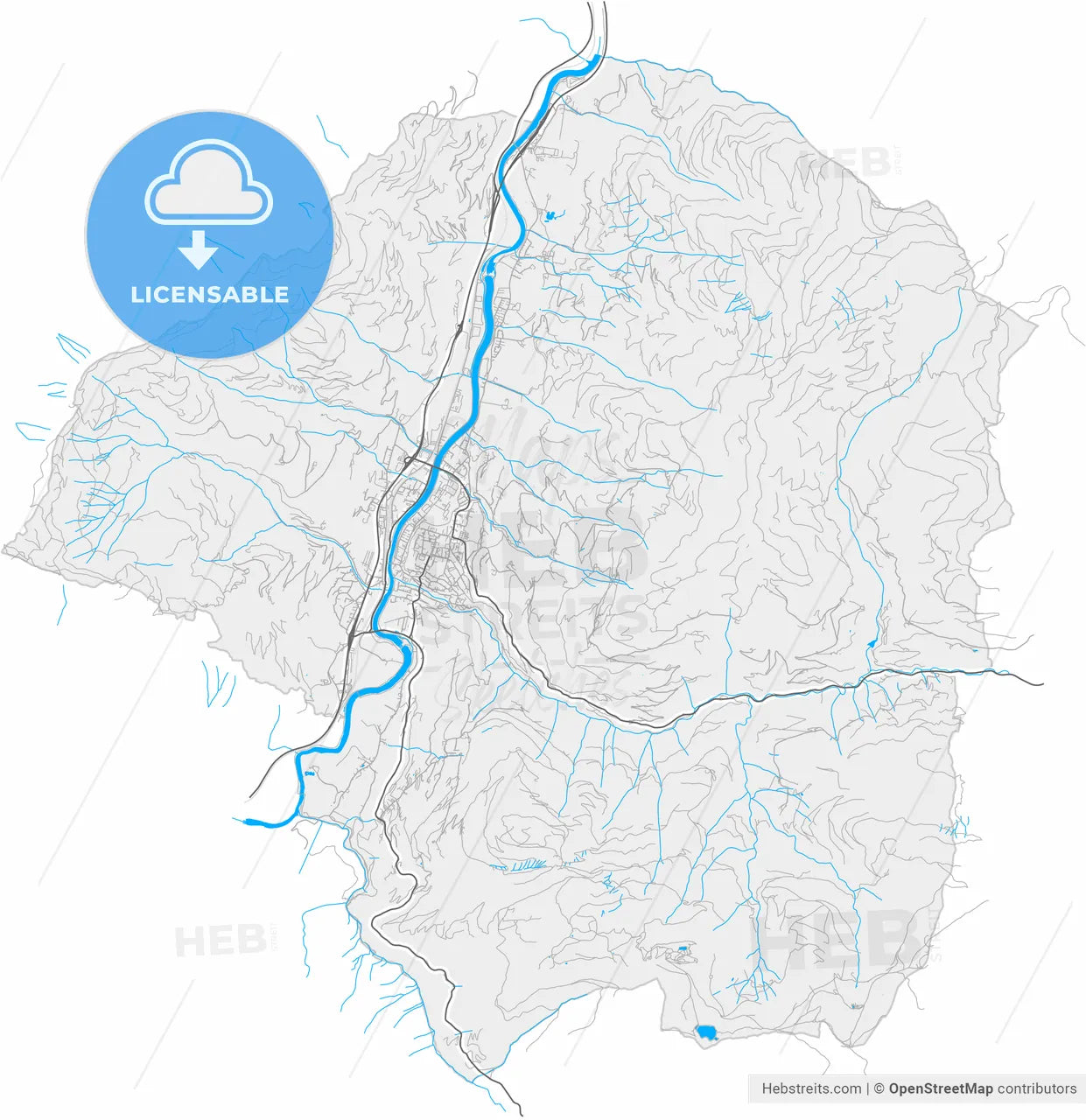 Sankt Johann im Pongau, Salzburg, Austria, high resolution vector map - Instant download PDF and JPG