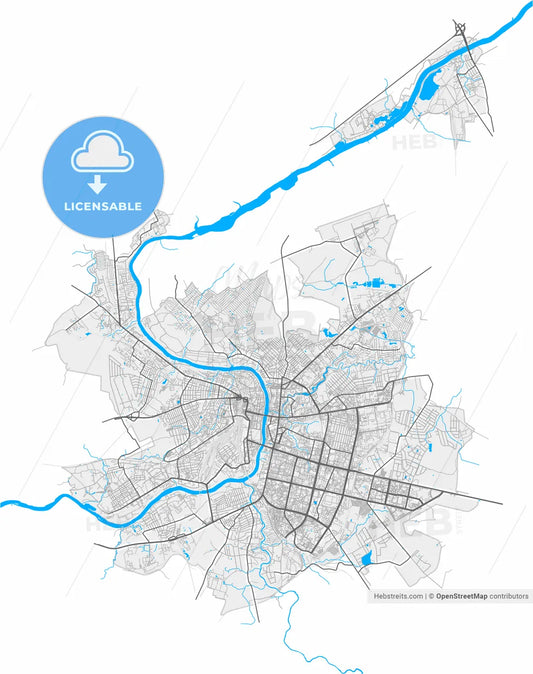 Vitebsk, Voblasć, Belarus, high resolution vector map - Instant download PDF and JPG