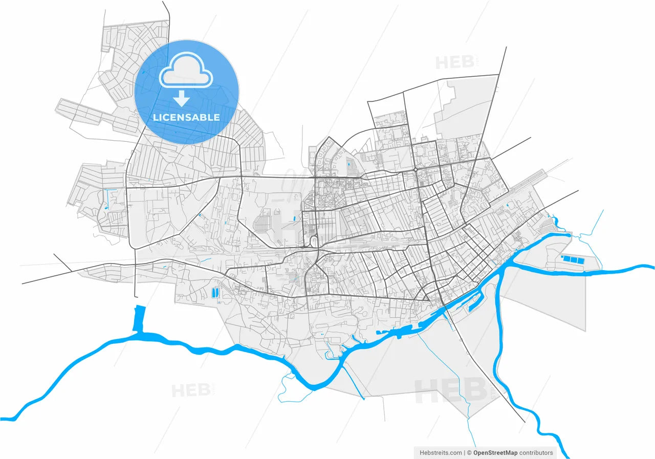 Pinsk, Voblasć, Belarus, high resolution vector map - Instant download PDF and JPG