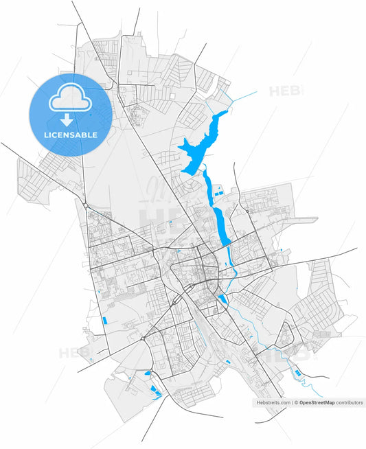 Lida, Rajon, Belarus, high resolution vector map - Instant download PDF and JPG