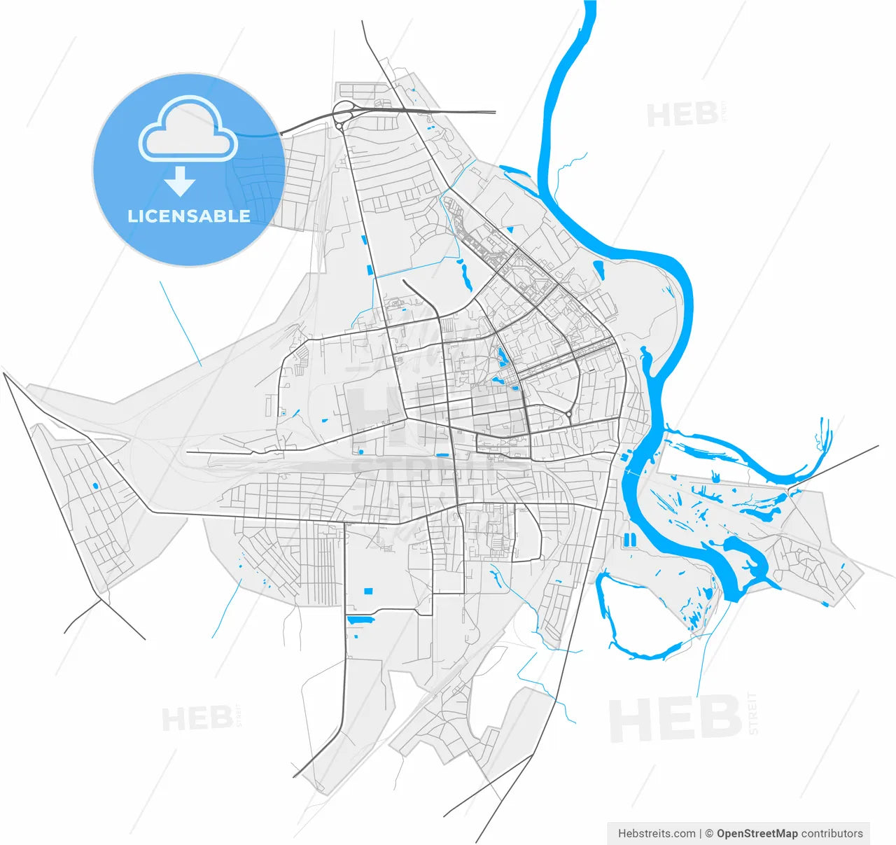 Zhlobin, Rajon, Belarus, high resolution vector map - Instant download PDF and JPG