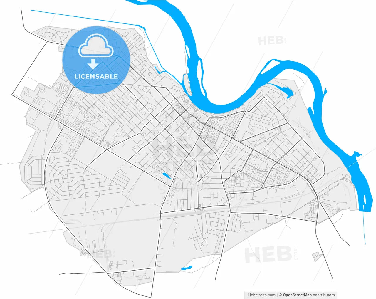 Rechytsa, Rajon, Belarus, high resolution vector map - Instant download PDF and JPG
