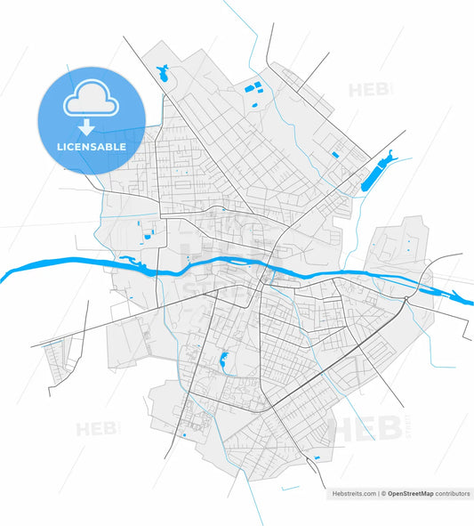 Kobryn, Rajon, Belarus, high resolution vector map - Instant download PDF and JPG