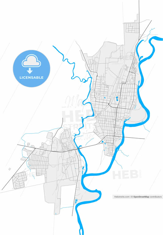 Rahachow, Rajon, Belarus, high resolution vector map - Instant download PDF and JPG