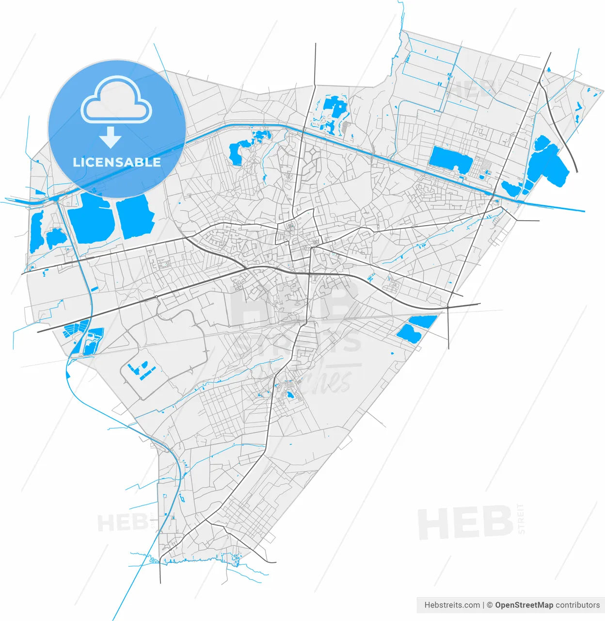 Lommel, Limburg, Belgium, high resolution vector map - Instant download PDF and JPG
