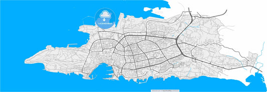 Split, Split-Dalmatia, Croatia, high resolution vector map - Instant download PDF and JPG