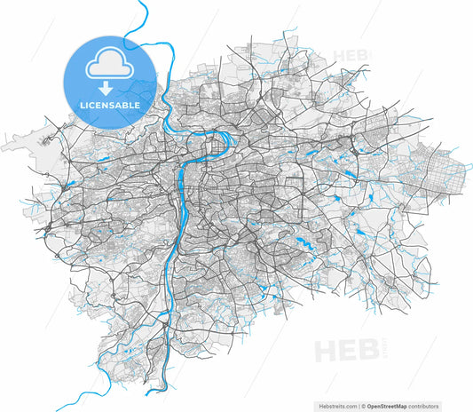 Prague, Prague, Czechia, high resolution vector map - Instant download PDF and JPG