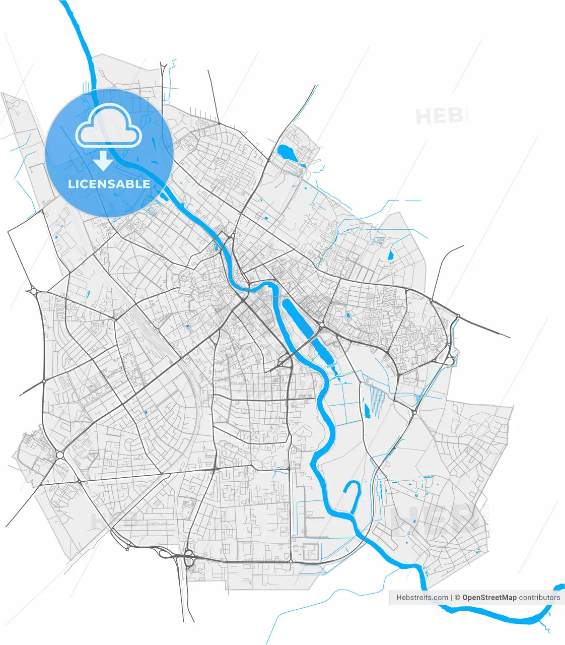 Tartu, Tartu, Estonia, high resolution vector map - Instant download PDF and JPG
