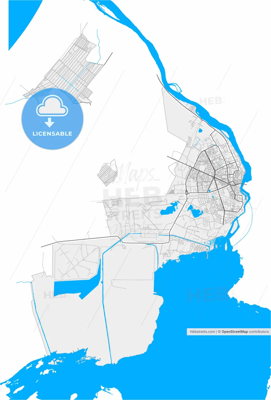 Narva, Ida-Viru, Estonia, high resolution vector map - Instant download PDF and JPG