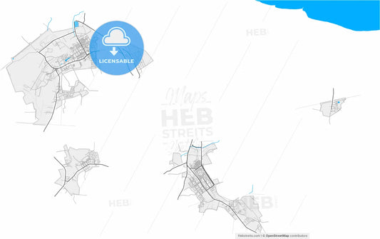 Kohtla-Järve, Ida-Viru, Estonia, high resolution vector map - Instant download PDF and JPG