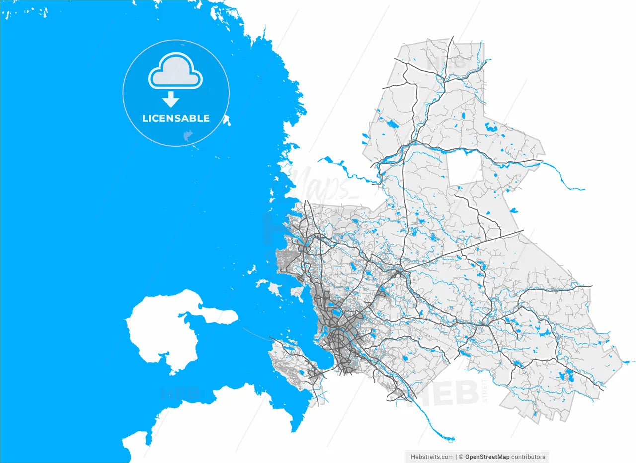Oulu, Finland, high resolution vector map - Instant download PDF and JPG