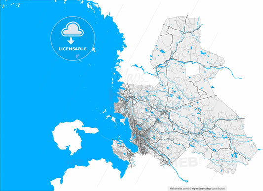 Oulu, Finland, high resolution vector map - Instant download PDF and JPG