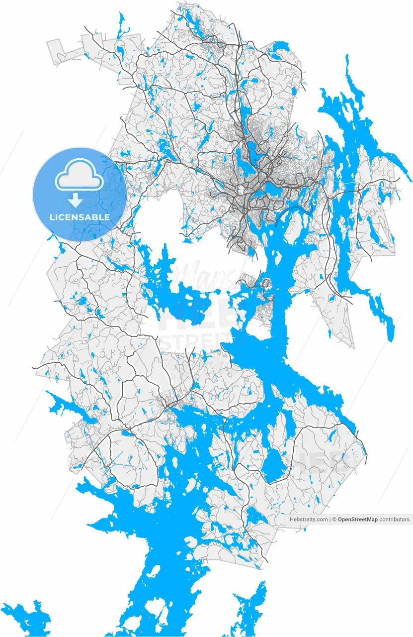 Jyväskylä, Finland, high resolution vector map - Instant download PDF and JPG