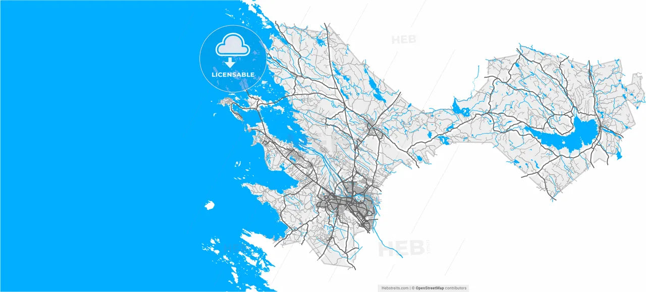 Pori, Finland, high resolution vector map - Instant download PDF and JPG