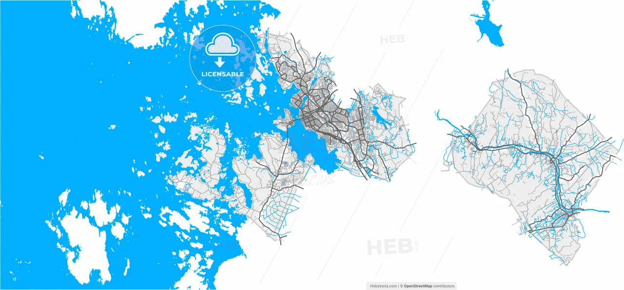 Vaasa, Finland, high resolution vector map - Instant download PDF and JPG