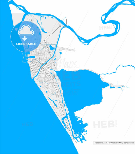 Poti, Samegrelo-Zemo Svaneti, Georgia, high resolution vector map - Instant download PDF and JPG