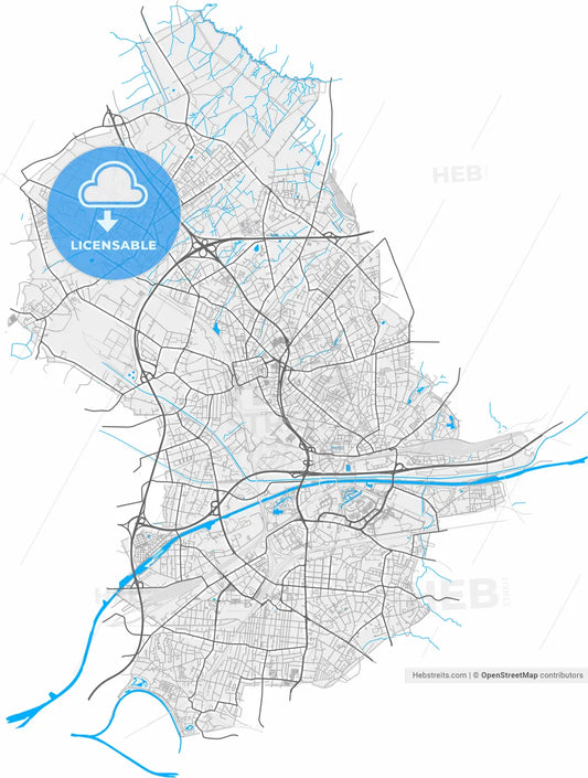 Oberhausen, North Rhine-Westphalia, Germany, high resolution vector map - Instant download PDF and JPG