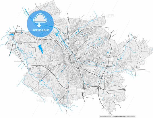 Osnabruck, Lower Saxony, Germany, high resolution vector map - Instant download PDF and JPG