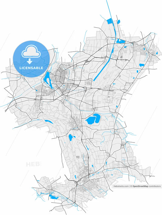 Salzgitter, Lower Saxony, Germany, high resolution vector map - Instant download PDF and JPG