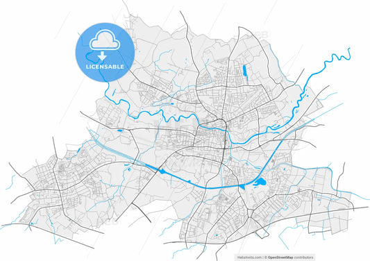 Lunen, North Rhine-Westphalia, Germany, high resolution vector map - Instant download PDF and JPG