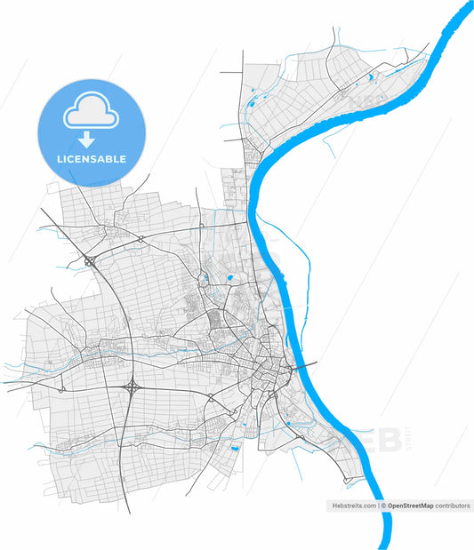Worms, Rheinland-Pfalz, Germany, high resolution vector map - Instant download PDF and JPG