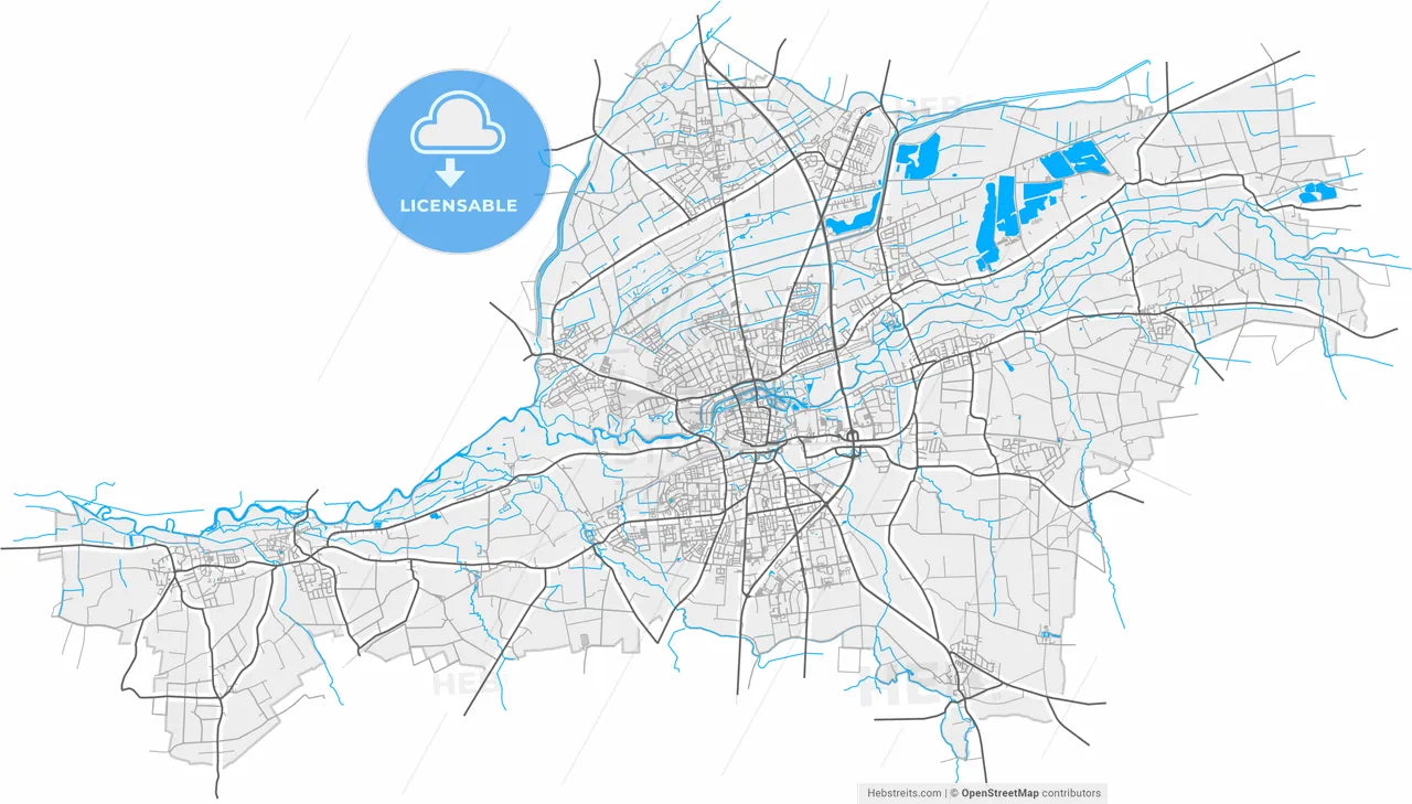 Lippstadt, North Rhine-Westphalia, Germany, high resolution vector map - Instant download PDF and JPG