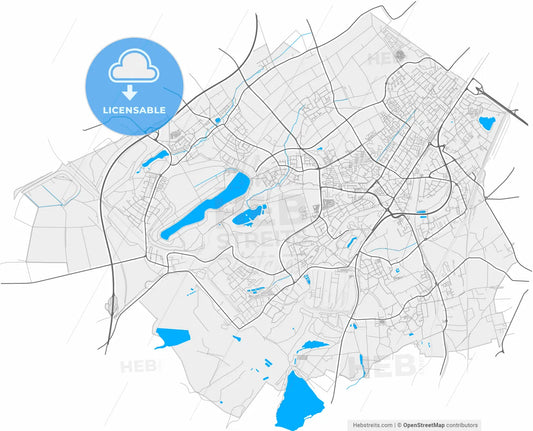 Hurth, North Rhine-Westphalia, Germany, high resolution vector map - Instant download PDF and JPG
