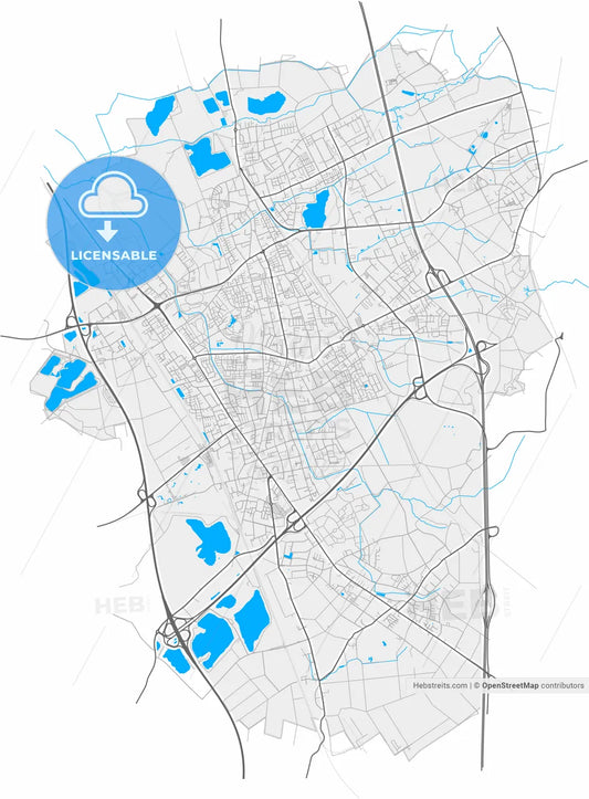 Langenfeld (Rheinland), North Rhine-Westphalia, Germany, high resolution vector map - Instant download PDF and JPG