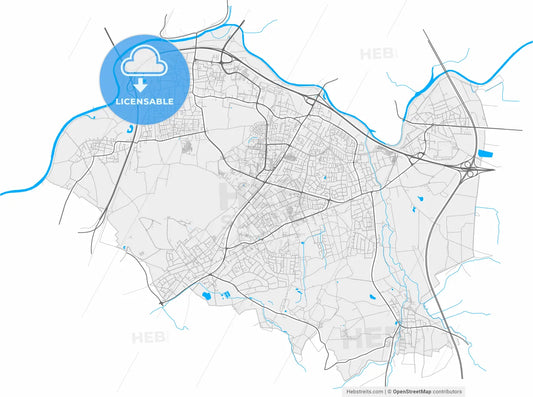 Sankt Augustin, North Rhine-Westphalia, Germany, high resolution vector map - Instant download PDF and JPG
