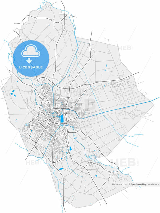 Nordhorn, Lower Saxony, Germany, high resolution vector map - Instant download PDF and JPG