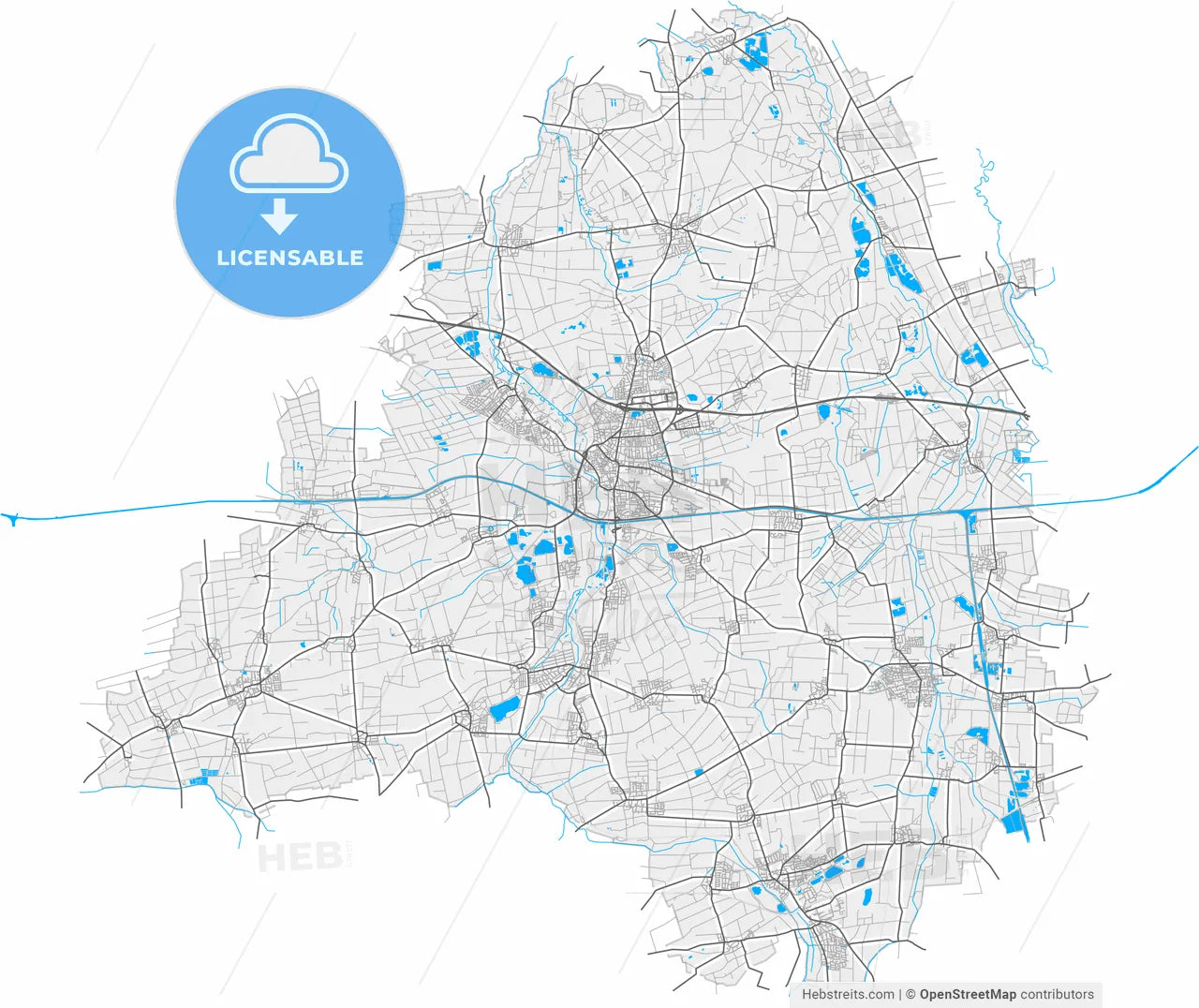Peine, Lower Saxony, Germany, high resolution vector map - Instant download PDF and JPG