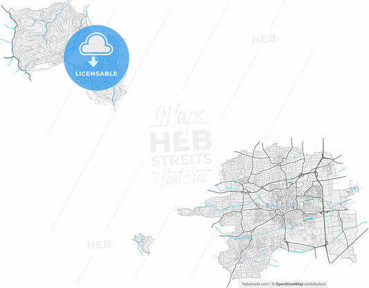 Landau in der Pfalz, Rheinland-Pfalz, Germany, high resolution vector map - Instant download PDF and JPG