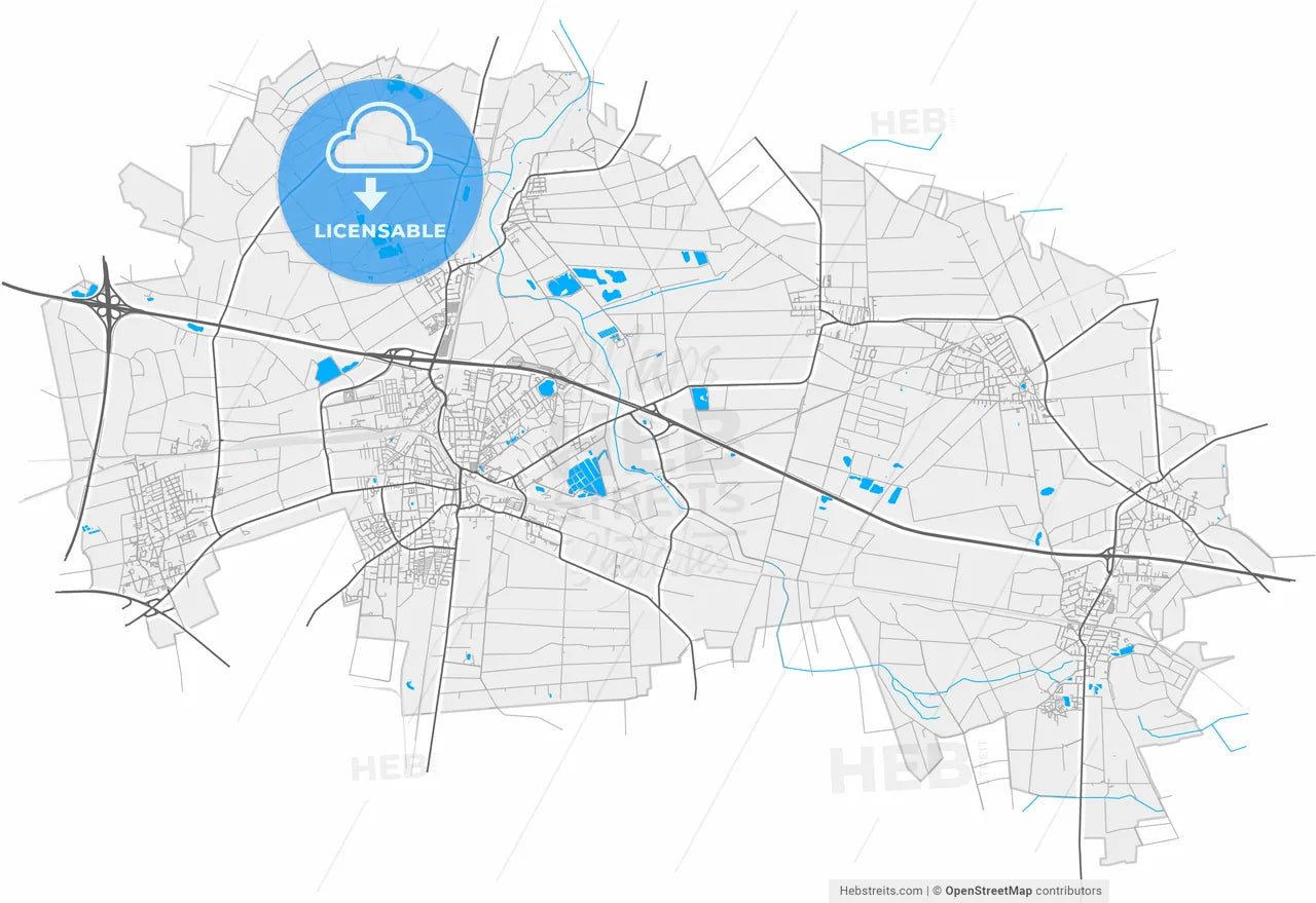 Lehrte, Lower Saxony, Germany, high resolution vector map - Instant download PDF and JPG