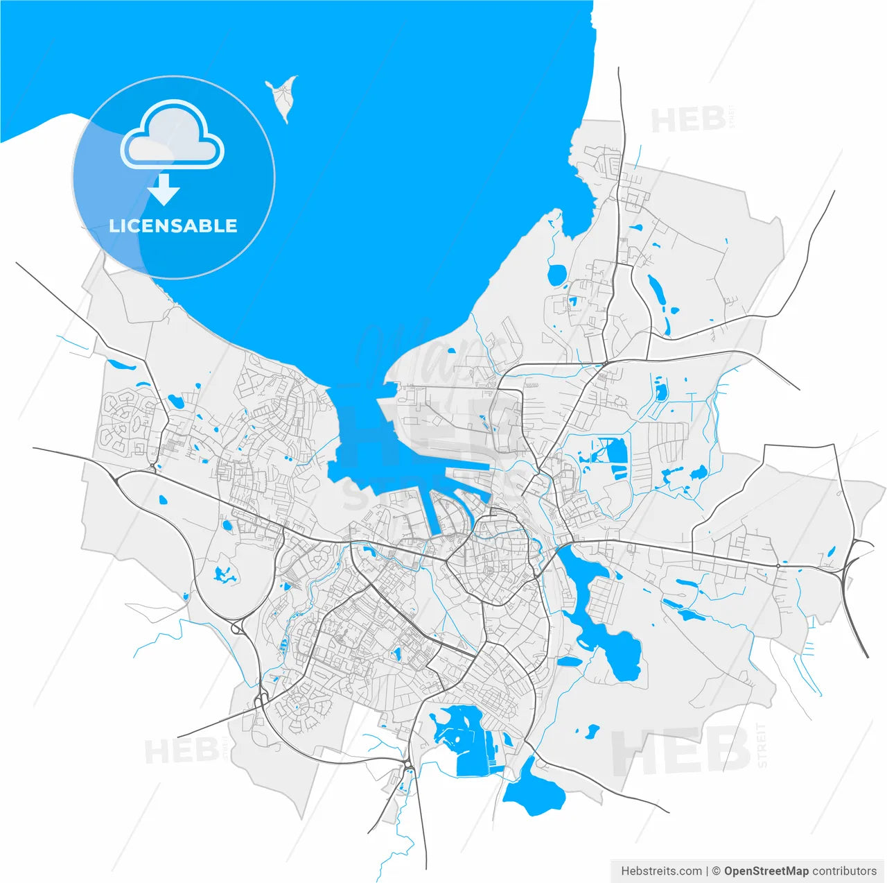 Wismar, Mecklenburg-Western Pomerania, Germany, high resolution vector map - Instant download PDF and JPG