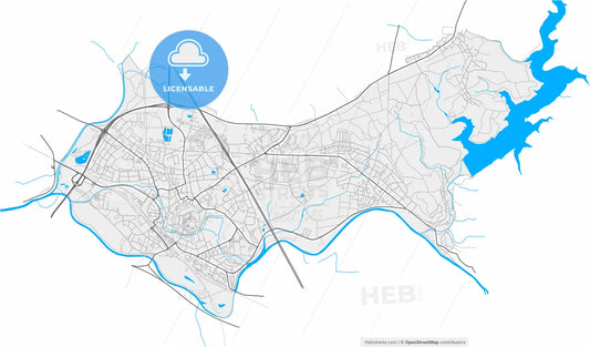 Siegburg, North Rhine-Westphalia, Germany, high resolution vector map - Instant download PDF and JPG