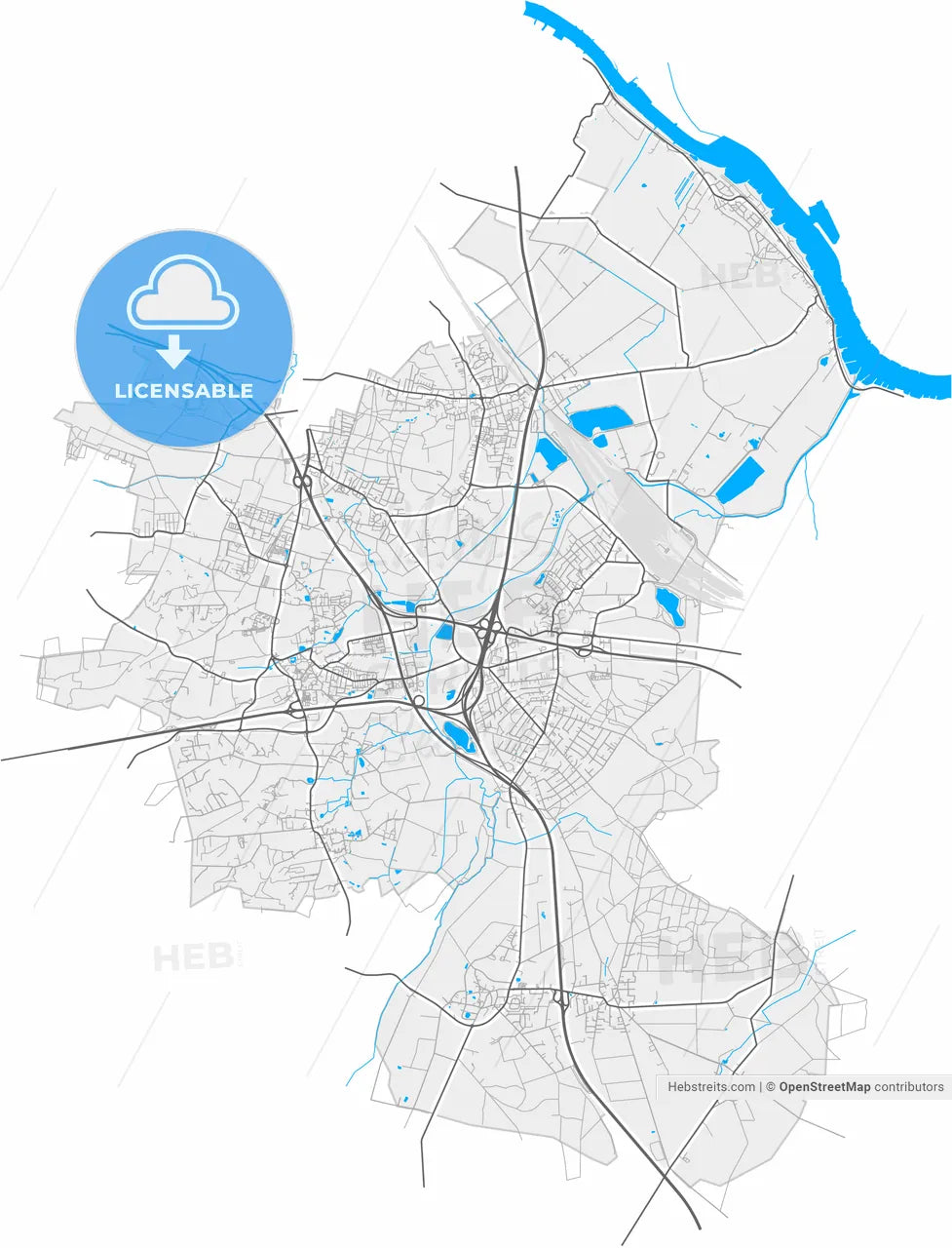 Seevetal, Lower Saxony, Germany, high resolution vector map - Instant download PDF and JPG