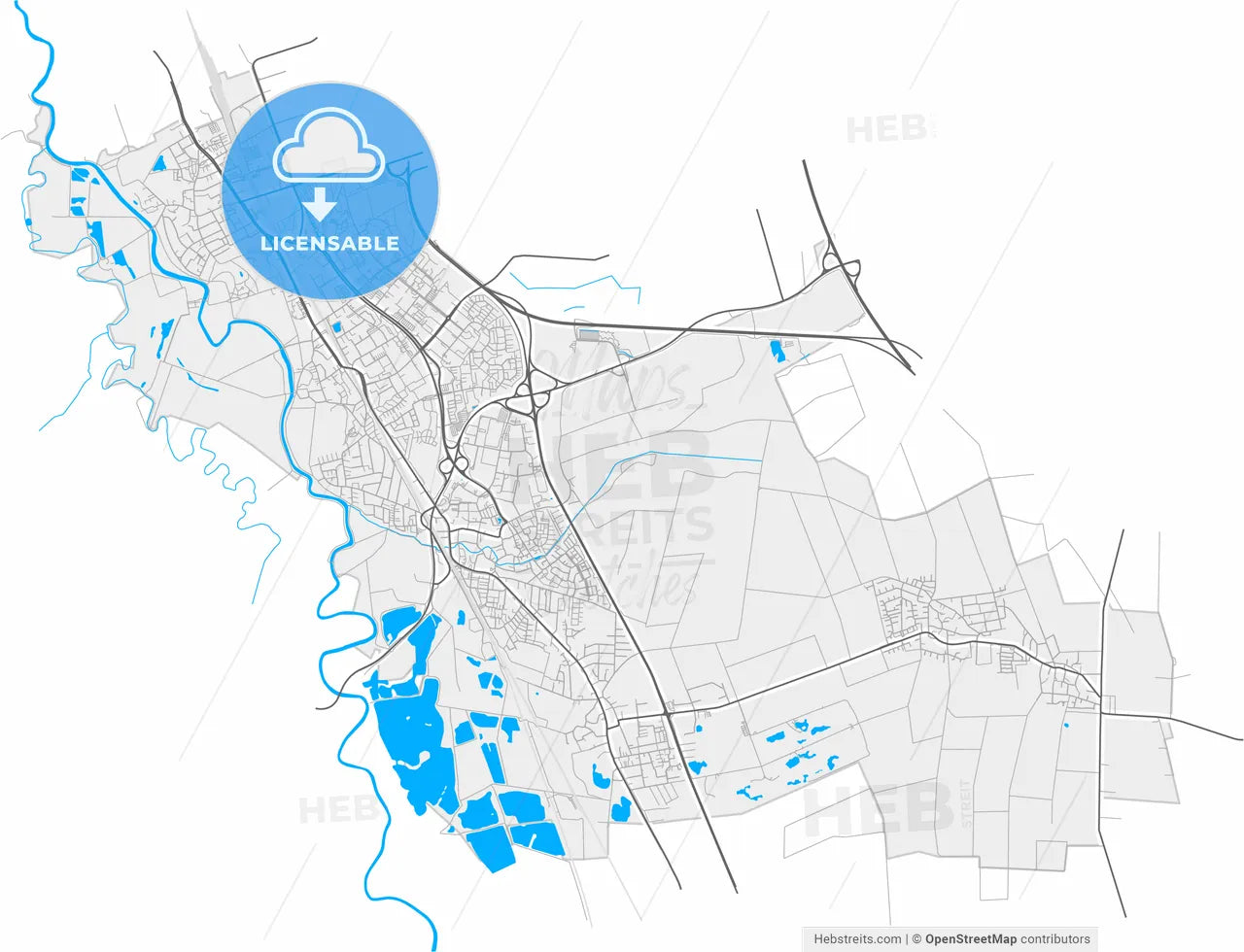Laatzen, Lower Saxony, Germany, high resolution vector map - Instant download PDF and JPG