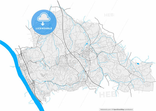Konigswinter, North Rhine-Westphalia, Germany, high resolution vector map - Instant download PDF and JPG