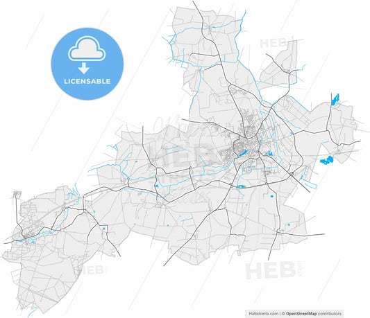 Stendal, Saxony-Anhalt, Germany, high resolution vector map - Instant download PDF and JPG