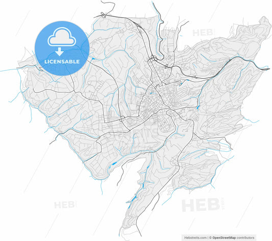 Pirmasens, Rheinland-Pfalz, Germany, high resolution vector map - Instant download PDF and JPG