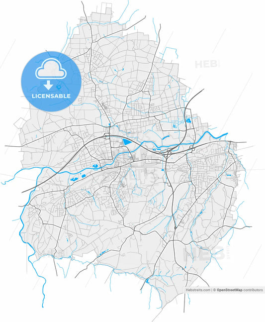 Lohne, North Rhine-Westphalia, Germany, high resolution vector map - Instant download PDF and JPG