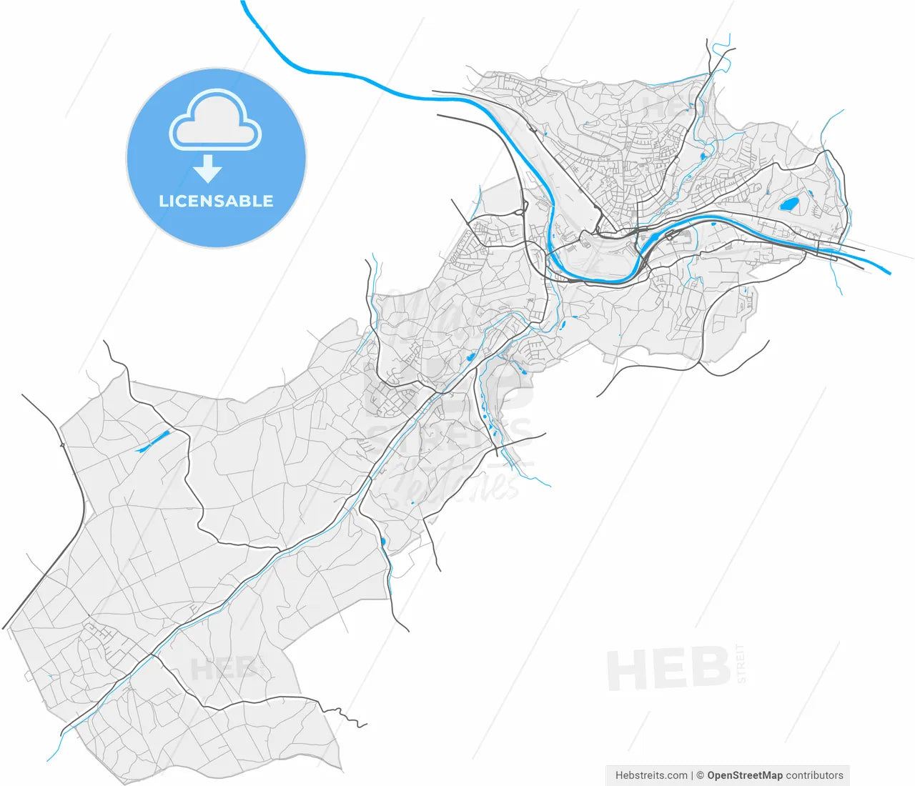 Volklingen, Saarland, Germany, high resolution vector map - Instant download PDF and JPG