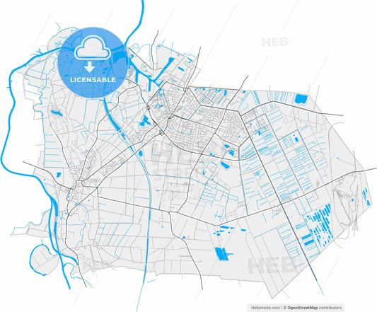 Papenburg, Lower Saxony, Germany, high resolution vector map - Instant download PDF and JPG