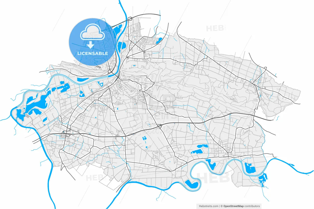 Porta Westfalica, North Rhine-Westphalia, Germany, high resolution vector map - Instant download PDF and JPG
