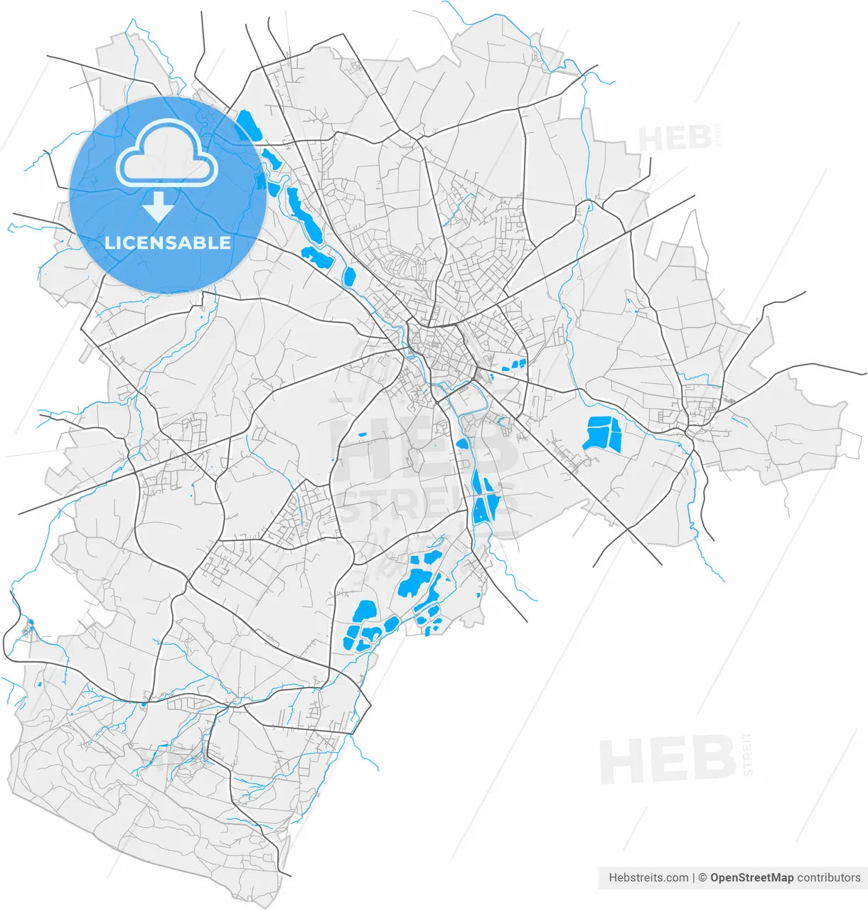 Lage, North Rhine-Westphalia, Germany, high resolution vector map - Instant download PDF and JPG