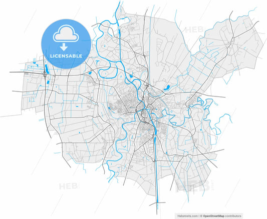 Meppen, Lower Saxony, Germany, high resolution vector map - Instant download PDF and JPG
