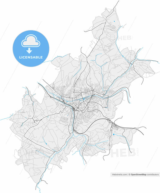Zweibrucken, Rheinland-Pfalz, Germany, high resolution vector map - Instant download PDF and JPG