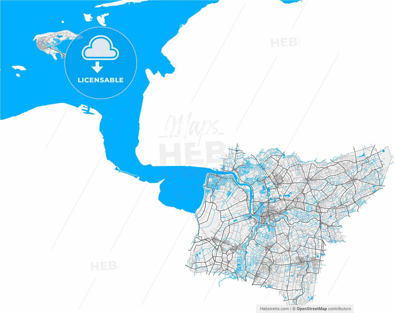 Leer, Lower Saxony, Germany, high resolution vector map - Instant download PDF and JPG